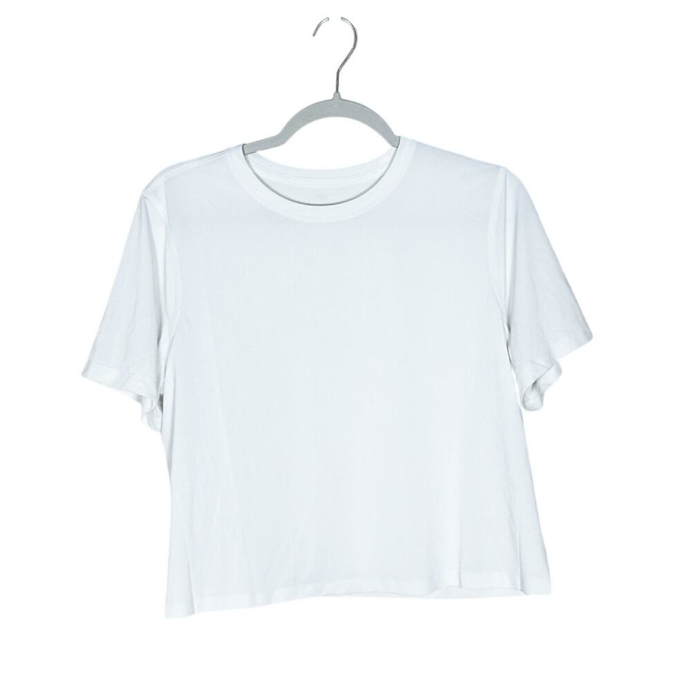 Lululemon Cropped Short Sleeve Tee Boxy Fit Workout Top White Size Large